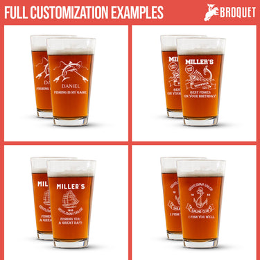Fishing Design Beer Glasses | Custom Fishing Gifts